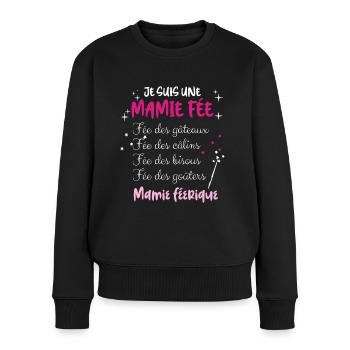 Mamie fée Ma Mamie A Moi Cadeau Femme - Pull Premium bio Femme - noir - Devant - Julia (174cm)