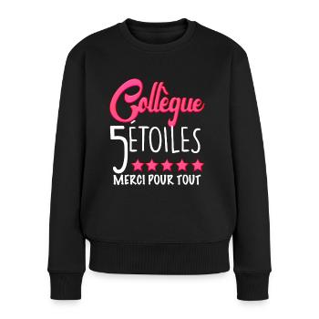 Cadeau Citation Collègue Merci Pour tout - Pull Premium bio Femme - noir - Devant - Julia (174cm)