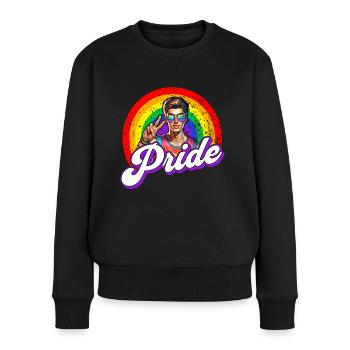 Pride Gay CSD Love LGBTQ Farben des Regenbogens - Frauen Premium Bio Pullover - Schwarz - Vorne - Julia (174cm)