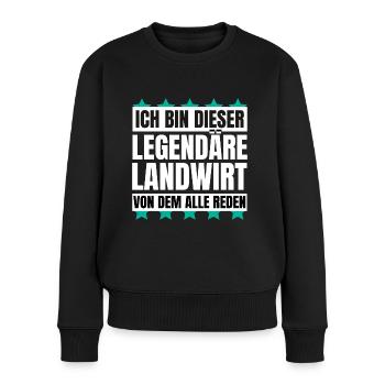 Ich bin dieser legendäre Landwirt - Frauen Premium Bio Pullover - Schwarz - Vorne - Julia (174cm)