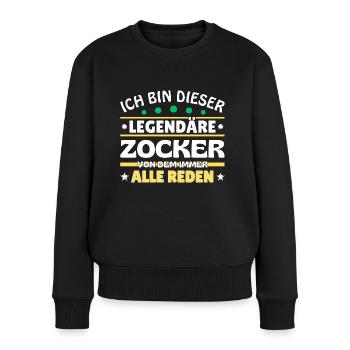 Ich bin dieser legendäre Zocker - Frauen Premium Bio Pullover - Schwarz - Vorne - Julia (174cm)