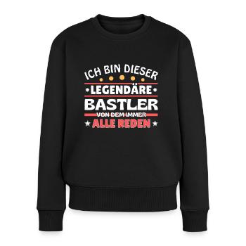 Ich bin dieser legendäre Bastler - Frauen Premium Bio Pullover - Schwarz - Vorne - Julia (174cm)