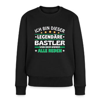 Ich bin dieser legendäre Bastler - Frauen Premium Bio Pullover - Schwarz - Vorne - Julia (174cm)