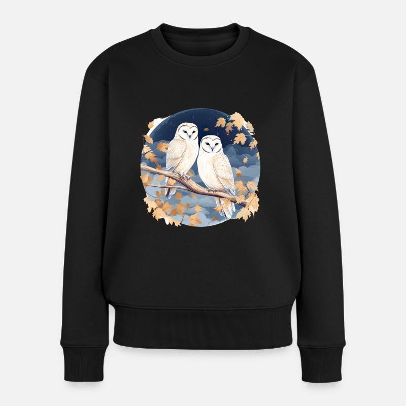 Schleiereule Eulen für einen Eulen Fan - Frauen Premium Bio Pullover - Schwarz