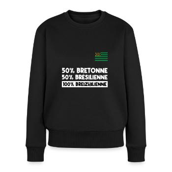 50% Bretonne 50% Brésilienne 100% Breizhilienne - Pull Premium bio Femme - noir - Devant - Julia (174cm)