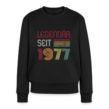 Legendär Seit 1977 Jahr Retro 77er Jahrgang - Frauen Premium Bio Pullover - Schwarz - Vorne - Julia (174cm)