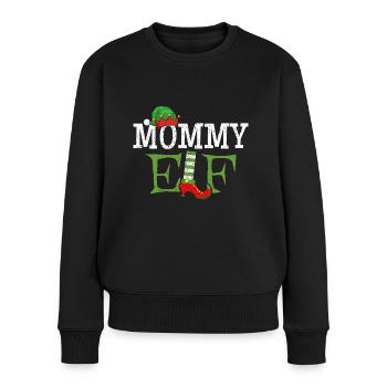 Mommy Elf - Mama der Weihnachts-Elf - Frauen Premium Bio Pullover - Schwarz - Vorne - Julia (174cm)