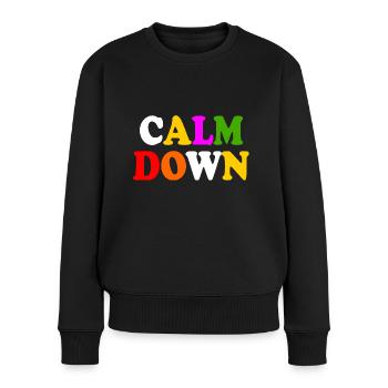 Calm down - Frauen Premium Bio Pullover - Schwarz - Vorne - Julia (174cm)