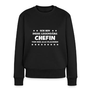 Chefin Mama Lustiger Spruch Familie Beruf Geschenk - Frauen Premium Bio Pullover - Schwarz - Vorne - Julia (174cm)