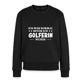 Golferin Minigolf Golf Spruch Golferin Geschenk - Frauen Premium Bio Pullover - Schwarz - Vorne - Julia (174cm)
