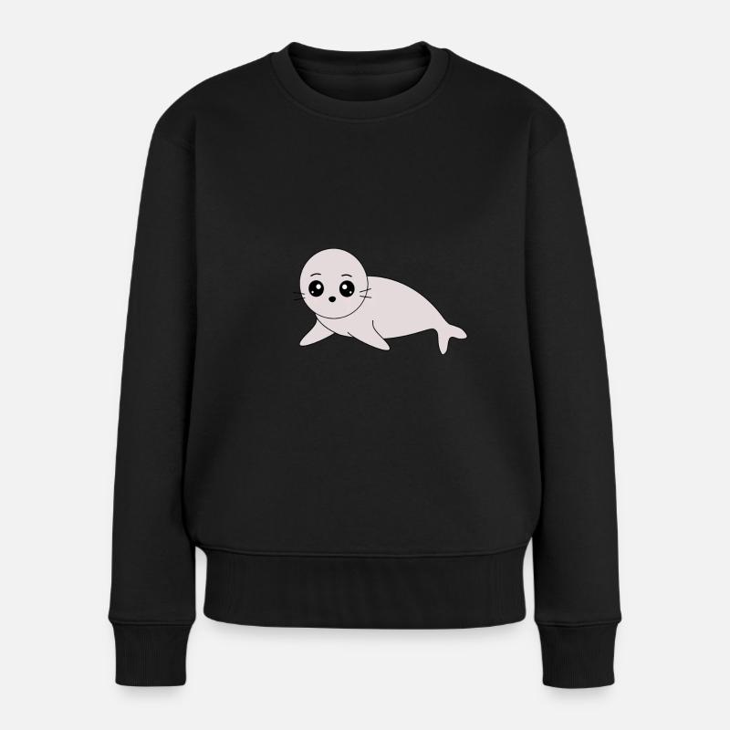 Sceaux, phoques, phoques, phoques animaux - Pull Premium bio Femme - noir