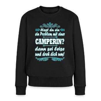 Campen - Frauen Premium Bio Pullover - Schwarz - Vorne - Julia (174cm)