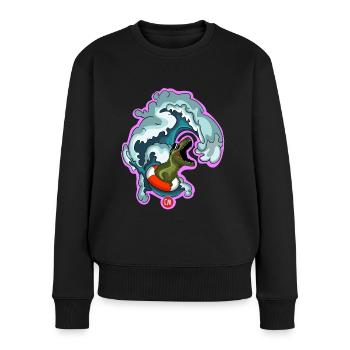 T-rex surf - Pull Premium bio Femme - noir - Devant - Julia (174cm)
