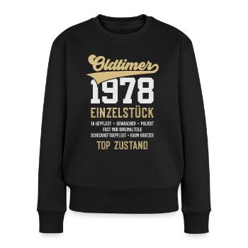 48. GEBURTSTAG OLDTIMER 1978 - Frauen Premium Bio Pullover - Schwarz - Vorne - Julia (174cm)