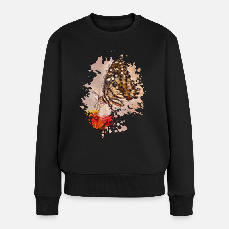 Schmetterling - Frauen Premium Bio Pullover - Schwarz