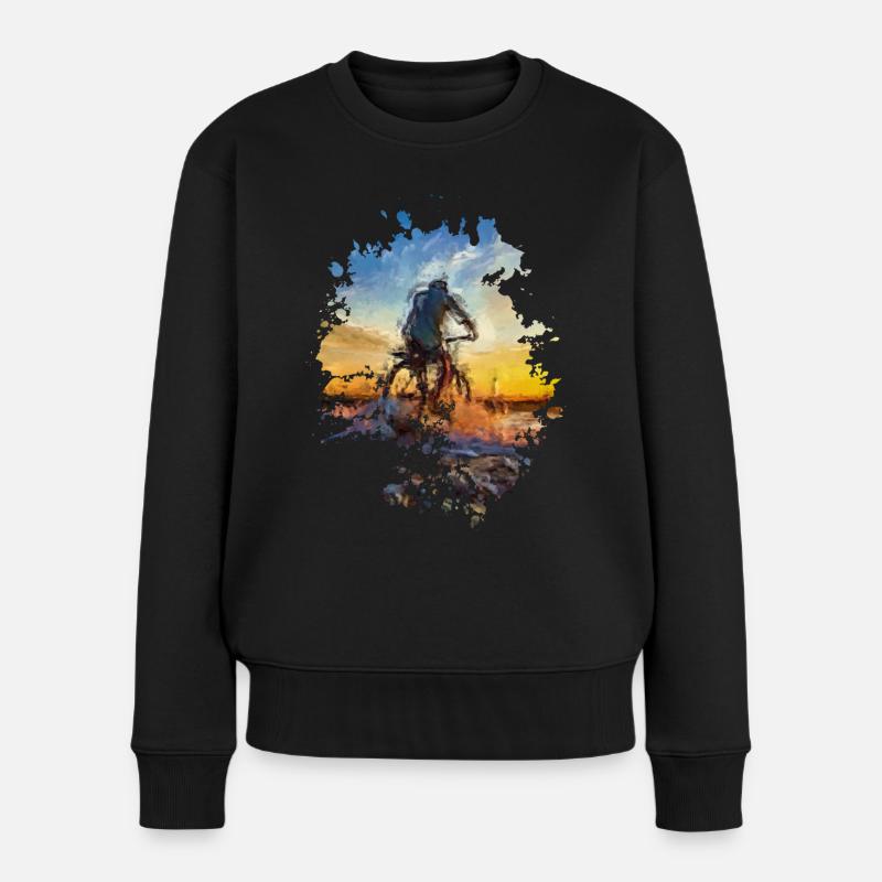 Fahrradfahren - Frauen Premium Bio Pullover - Schwarz