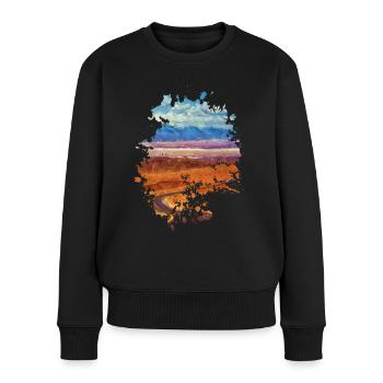 Landschaft - Frauen Premium Bio Pullover - Schwarz - Vorne - Julia (174cm)