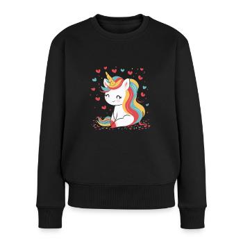 Licorne de bonne humeur - Pull Premium bio Femme - noir - Devant - Julia (174cm)