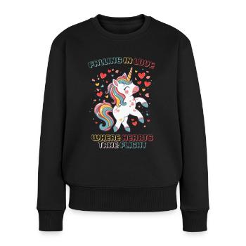 Falling in Love - Where Hearts take Flight - - Women's Premium Organic Jumper - black - Front - Julia (174cm)