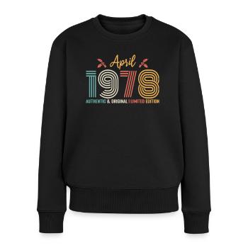 April 1978 Geburtstag April 1978 Retro - Frauen Premium Bio Pullover - Schwarz - Vorne - Julia (174cm)
