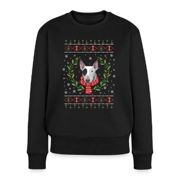 Bull Terrier hässlicher Weihnachtspullover - Frauen Premium Bio Pullover - Schwarz - Vorne - Julia (174cm)