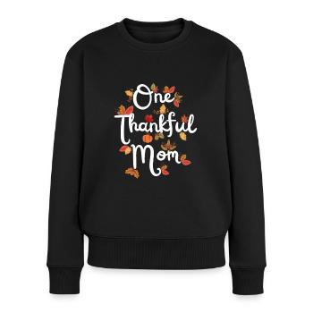 Maman reconnaissante Maman Automne laisse de la gratitude - Pull Premium bio Femme - noir - Devant - Julia (174cm)