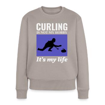 Curling Sweeping Fan Winter Ice Sport Curler Drôle - Pull Premium bio Femme - taupe - Devant - Julia (174cm)