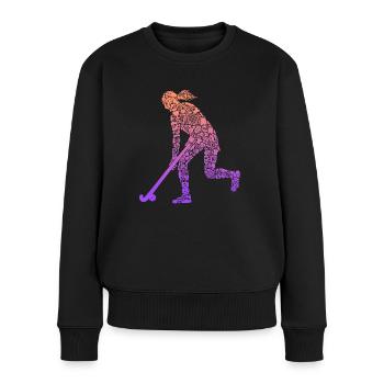 Hockeyspielerin Symbole Hockey Mädchen Feldhockey - Frauen Premium Bio Pullover - Schwarz - Vorne - Julia (174cm)