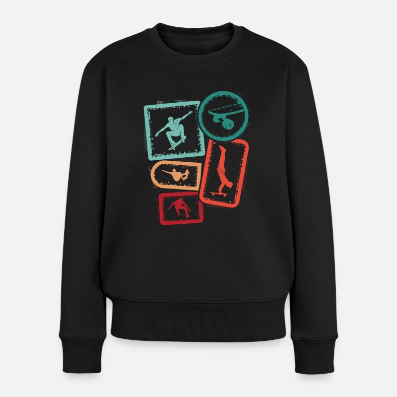 Skater Skateboarder Kinder Skateboard Jungen - Frauen Premium Bio Pullover - Schwarz