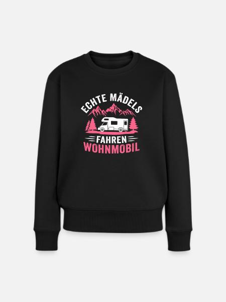 Echte mädels fahren wohnmobil camper shirt camping - Frauen Premium Bio Pullover - Schwarz