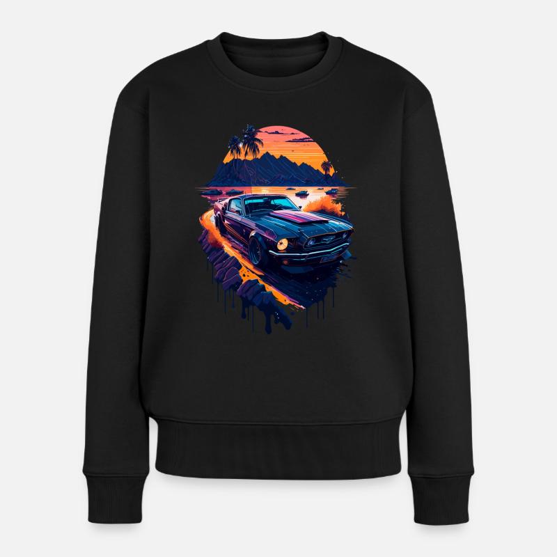 Voiture de sport classique - Pull Premium bio Femme - noir