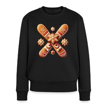 Ski Cookies Gingerbread Christmas Ski Slope - Women's Premium Organic Jumper - black - Front - Julia (174cm)
