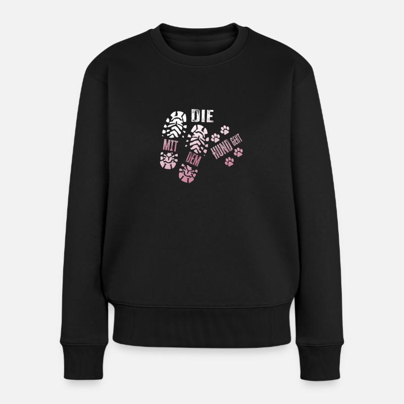 Die mit dem Hund geht lustiges Geschenk Hunde - Frauen Premium Bio Pullover - Schwarz