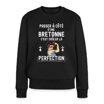 Bretagne Passer à coté d'une bretonne - Pull Premium bio Femme - noir - Devant - Julia (174cm)