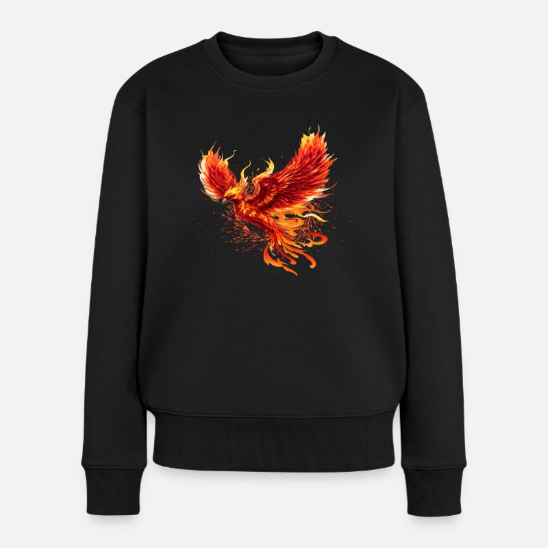 Phoenix Firebird majestätisches Krafttier - Frauen Premium Bio Pullover - Schwarz