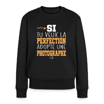 Métier Humour Femme Photographe - Pull Premium bio Femme - noir - Devant - Julia (174cm)