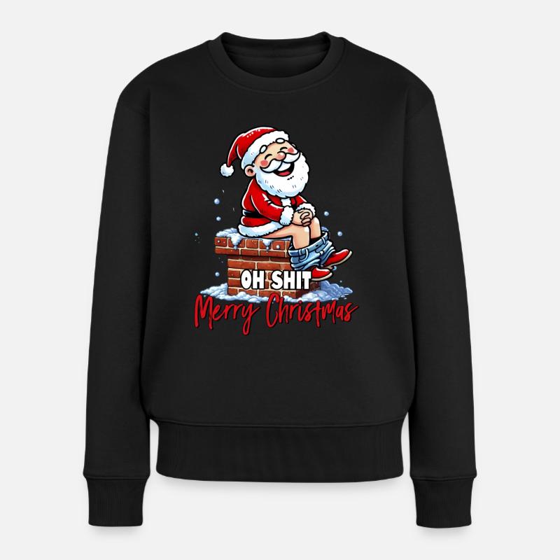 oh merde Joyeux Noël je déteste Noël moche - Pull Premium bio Femme - noir