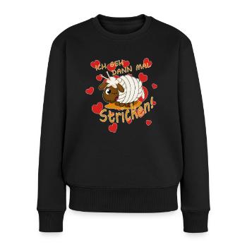 Ich geh dann mal stricken Schaf - Frauen Premium Bio Pullover - Schwarz - Vorne - Julia (174cm)