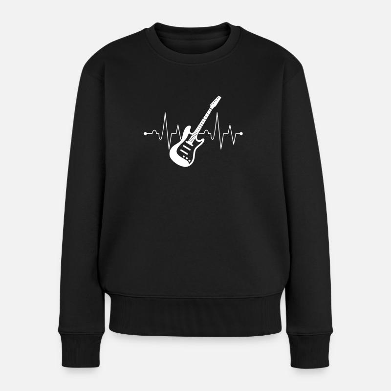 Die Herzfrequenz eines Gitarristen - Frauen Premium Bio Pullover - Schwarz