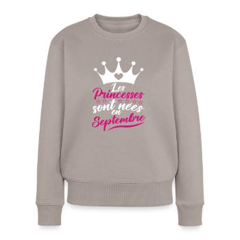 Les Princesses Sont Nées En Septembre - Pull Premium bio Femme - taupe - Devant - Julia (174cm)