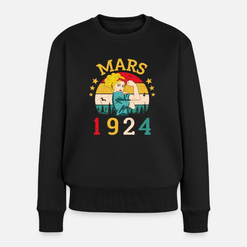 Mars 1924 Anniversaire Idée Cadeau Vintage 1924 - Pull Premium bio Femme - noir