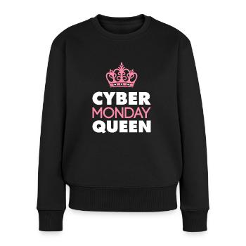 Cyber Monday Queen Kaufen Krone Spass Humor Freude - Frauen Premium Bio Pullover - Schwarz - Vorne - Julia (174cm)