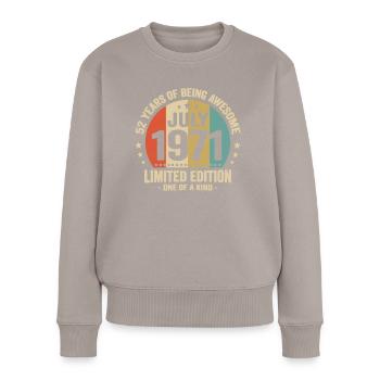 Juli 1971 52 Jahre Jubiläumsgeschenk - Frauen Premium Bio Pullover - Taupe - Vorne - Julia (174cm)