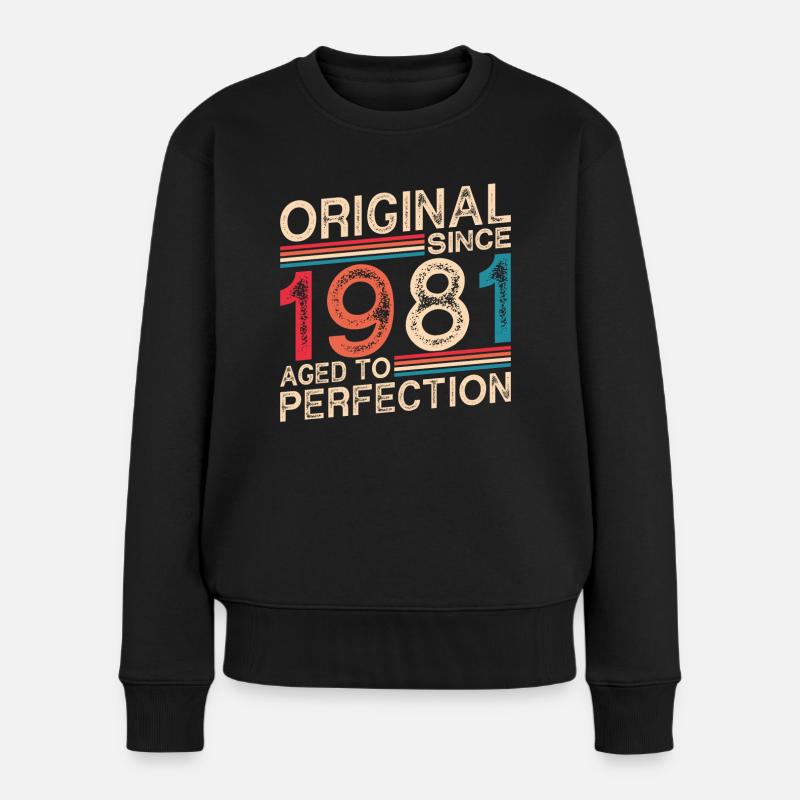 Original seit 1981 Perfekt gealtert - Frauen Premium Bio Pullover - Schwarz