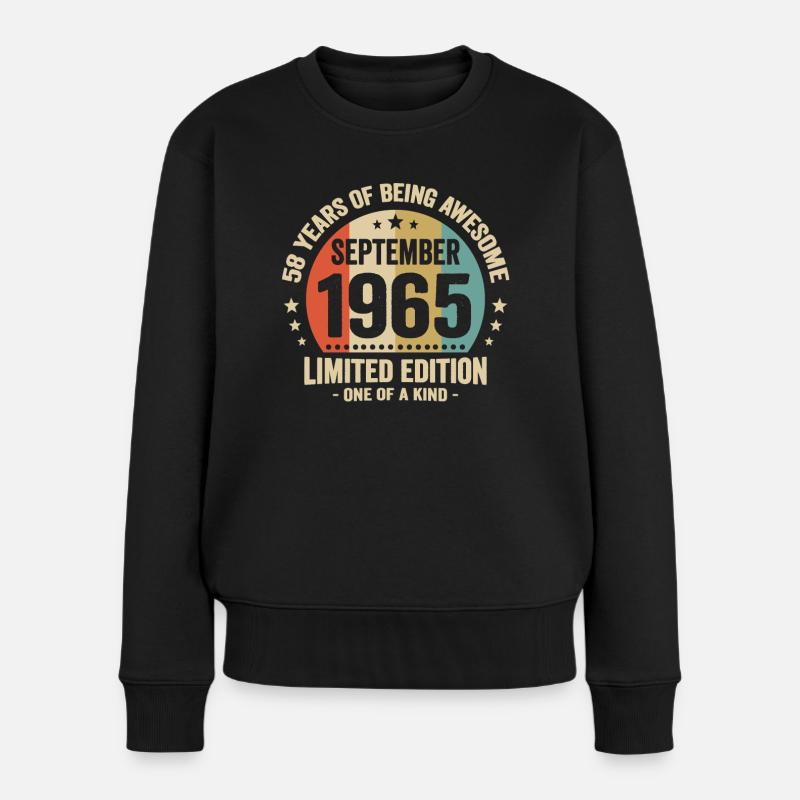 September 1965 58 Jahre Jubiläumsgeschenk - Frauen Premium Bio Pullover - Schwarz
