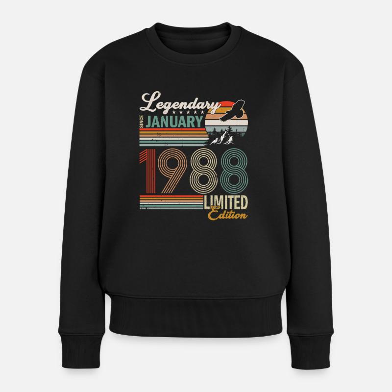 Janvier 1988. Cadeau d’anniversaire Janvier 1988. - Pull Premium bio Femme - noir