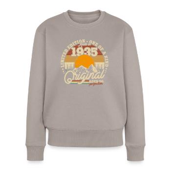 Vintage Geburtstagsgeschenk 1935 88/89 Jahre - Frauen Premium Bio Pullover - Taupe - Vorne - Julia (174cm)