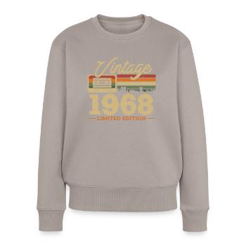 1968 Jubiläum - 55/56 Jahre - Frauen Premium Bio Pullover - Taupe - Vorne - Julia (174cm)