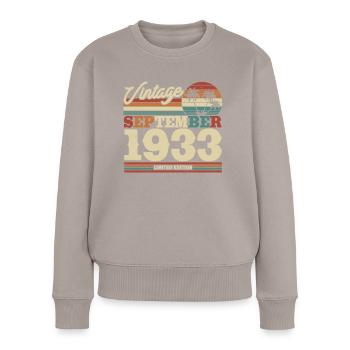 Vintage Geburtstagsgeschenk 90/91 Jahre - Frauen Premium Bio Pullover - Taupe - Vorne - Julia (174cm)