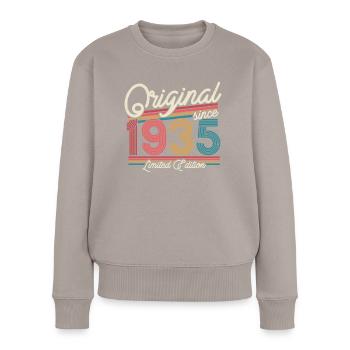1935 Jahrgang Geschenk 88/89 Jahre - Frauen Premium Bio Pullover - Taupe - Vorne - Julia (174cm)